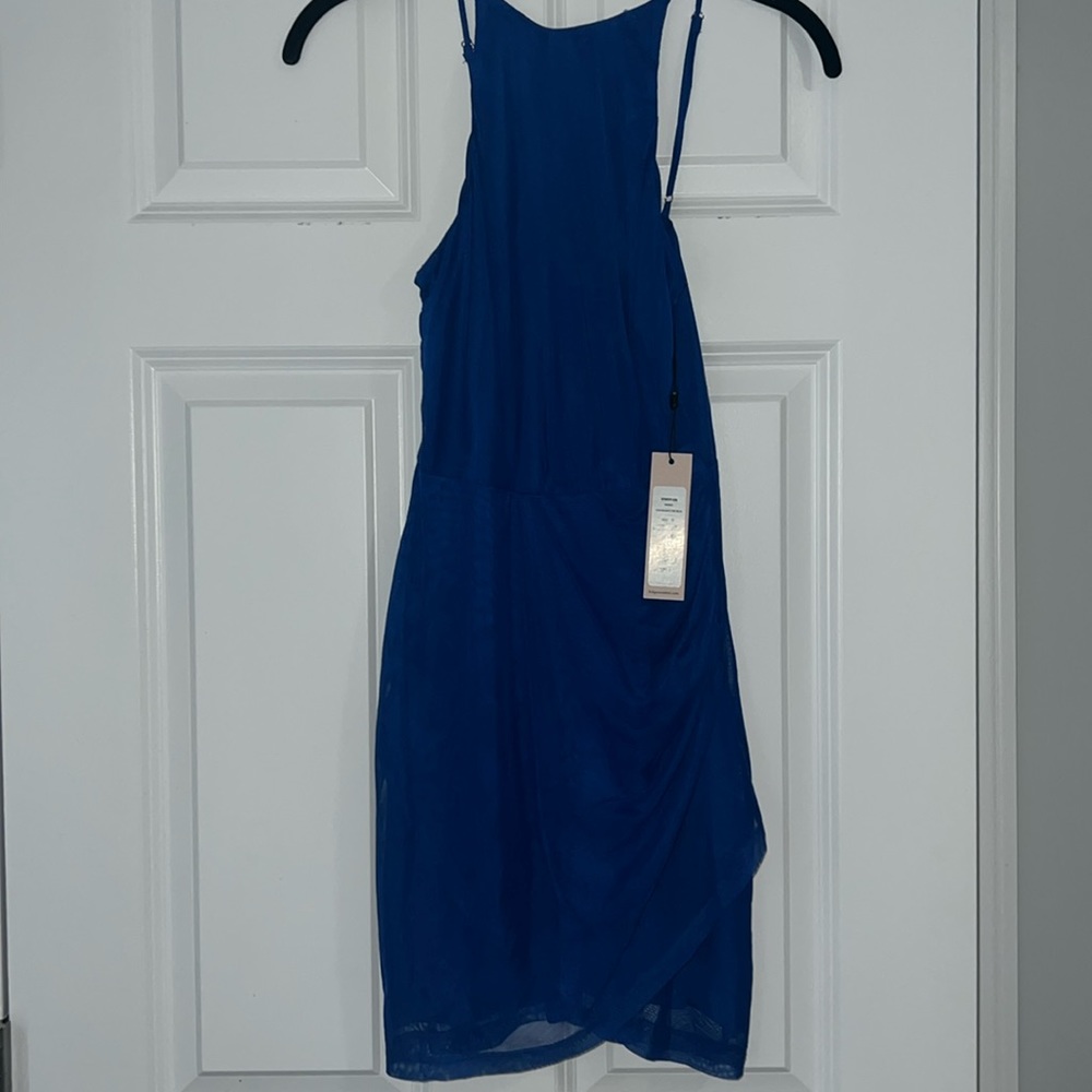 High Neck Blue Mini Dress | BCBGeneration